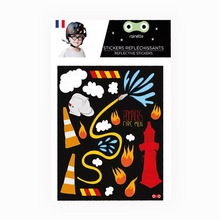 Load image into Gallery viewer, Reflective stickers  Fireman on bike scooter helmet kids gift